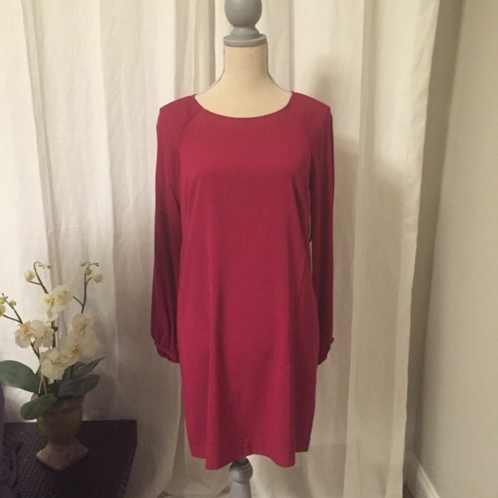 NICOLE MILLER ARTELIER BURGUNDY LONG SLEEVE DRESS